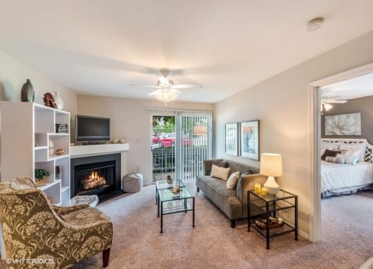 Bedroom View Off Living Room With TV at Brittany Commons Apartments, Spotsylvania, VA, 22553